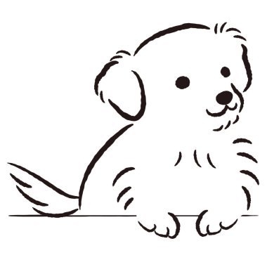 El çizimi, rahat ve sevimli bir köpek. Kaba ve şık bir izlenim yaratmak için mükemmel. Vektör illüstrasyonu.