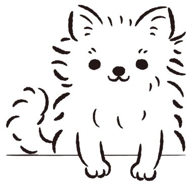 El çizimi, rahat ve sevimli bir köpek. Kaba ve şık bir izlenim yaratmak için mükemmel. Vektör illüstrasyonu.