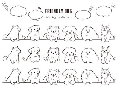 El çizimi, rahat ve sevimli bir köpek. Kaba ve şık bir izlenim yaratmak için mükemmel. Vektör illüstrasyonu.