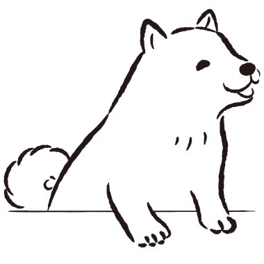 El çizimi, rahat ve sevimli bir köpek. Kaba ve şık bir izlenim yaratmak için mükemmel. Vektör illüstrasyonu.