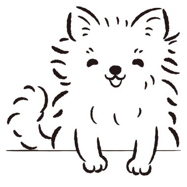 El çizimi, rahat ve sevimli bir köpek. Kaba ve şık bir izlenim yaratmak için mükemmel. Vektör illüstrasyonu.