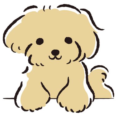 El çizimi, rahat ve sevimli bir köpek. Kaba ve şık bir izlenim yaratmak için mükemmel. Vektör illüstrasyonu.