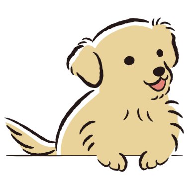 El çizimi, rahat ve sevimli bir köpek. Kaba ve şık bir izlenim yaratmak için mükemmel. Vektör illüstrasyonu.