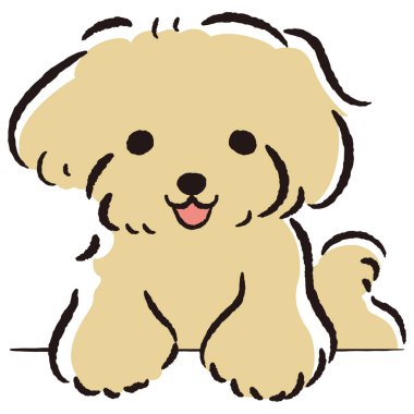 El çizimi, rahat ve sevimli bir köpek. Kaba ve şık bir izlenim yaratmak için mükemmel. Vektör illüstrasyonu.