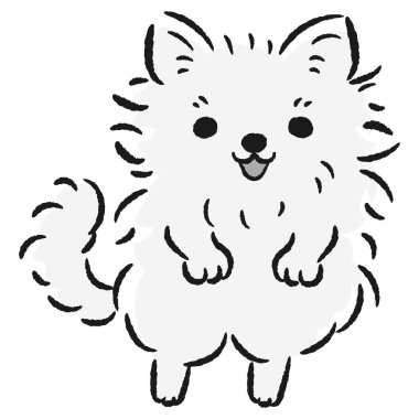 El çizimi, rahat ve şirin bir köpek çizimi. Kaba ve şık bir izlenim. Vektör illüstrasyonu.