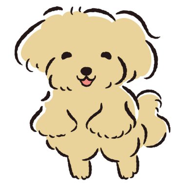 El çizimi, rahat ve şirin bir köpek çizimi. Kaba ve şık bir izlenim. Vektör illüstrasyonu.