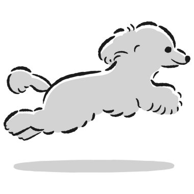El çizimi, rahat ve sevimli bir köpek. Sert ve şık bir izlenim. Vektör illüstrasyonu.