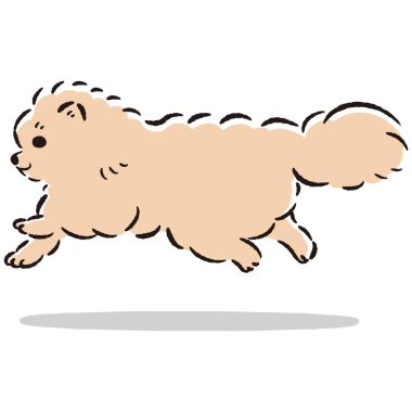 El çizimi, rahat ve sevimli bir köpek. Sert ve şık bir izlenim. Vektör illüstrasyonu.