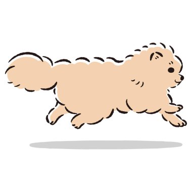 El çizimi, rahat ve sevimli bir köpek. Sert ve şık bir izlenim. Vektör illüstrasyonu.