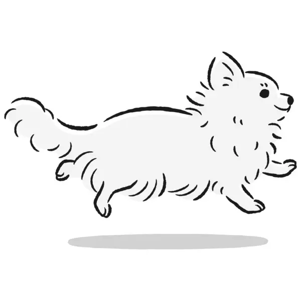 El çizimi, rahat ve sevimli bir köpek. Sert ve şık bir izlenim. Vektör illüstrasyonu.