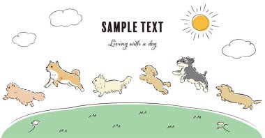 El çizimi, rahat ve şirin bir köpek çizimi. Kaba ve şık bir izlenim. Vektör illüstrasyonu.