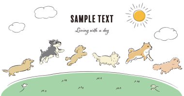 El çizimi, rahat ve şirin bir köpek çizimi. Kaba ve şık bir izlenim. Vektör illüstrasyonu.