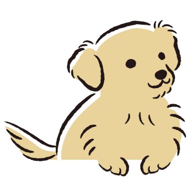 El çizimi, rahat ve sevimli bir köpek. Kaba ve şık bir izlenim yaratmak için mükemmel. Vektör illüstrasyonu.