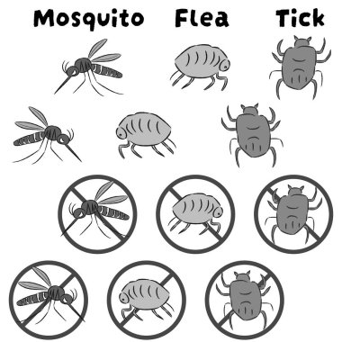 Baş belalarının el çizimi. Kaba ve şık bir izlenim. Vektör illüstrasyonu.