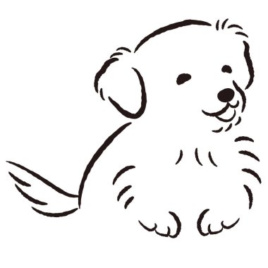 El çizimi, rahat ve sevimli bir köpek. Kaba ve şık bir izlenim yaratmak için mükemmel. Vektör illüstrasyonu.