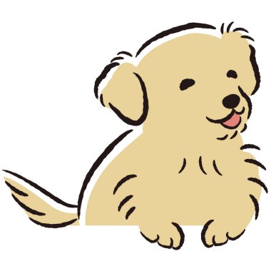 El çizimi, rahat ve sevimli bir köpek. Kaba ve şık bir izlenim yaratmak için mükemmel. Vektör illüstrasyonu.