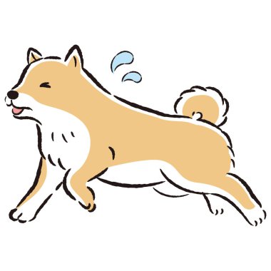 Rahatlamış, hoşnutsuz bir köpeğin el çizimi. Kaba ve şık bir izlenim. Vektör illüstrasyonu.