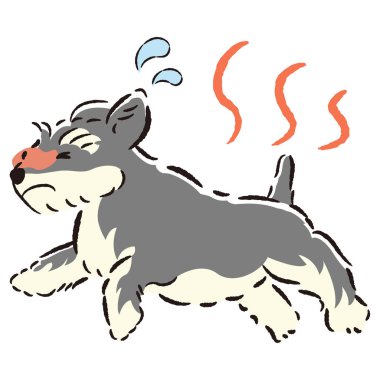 Rahatlamış, hoşnutsuz bir köpeğin el çizimi. Kaba ve şık bir izlenim. Vektör illüstrasyonu.