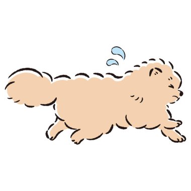 Rahatlamış, hoşnutsuz bir köpeğin el çizimi. Kaba ve şık bir izlenim. Vektör illüstrasyonu.