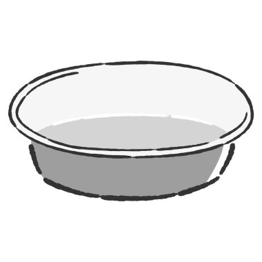 Elle çizilmiş, gevşek ve şirin bir yemek kasesi çizimi. Kaba ve şık bir izlenim. Vektör illüstrasyonu.