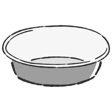 Elle çizilmiş, gevşek ve şirin bir yemek kasesi çizimi. Kaba ve şık bir izlenim. Vektör illüstrasyonu.