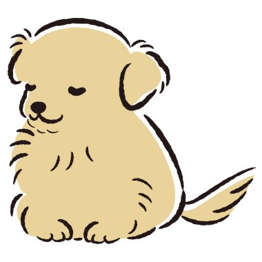 El çizimi, rahat ve sevimli bir köpek. Sert ve şık bir izlenim. Vektör illüstrasyonu.