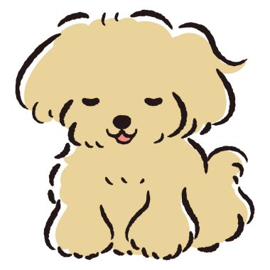 El çizimi, rahat ve sevimli bir köpek. Sert ve şık bir izlenim. Vektör illüstrasyonu.