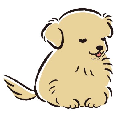 El çizimi, rahat ve sevimli bir köpek. Sert ve şık bir izlenim. Vektör illüstrasyonu.