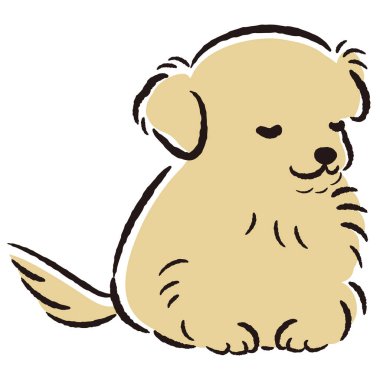 El çizimi, rahat ve sevimli bir köpek. Sert ve şık bir izlenim. Vektör illüstrasyonu.