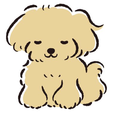 El çizimi, rahat ve sevimli bir köpek. Sert ve şık bir izlenim. Vektör illüstrasyonu.