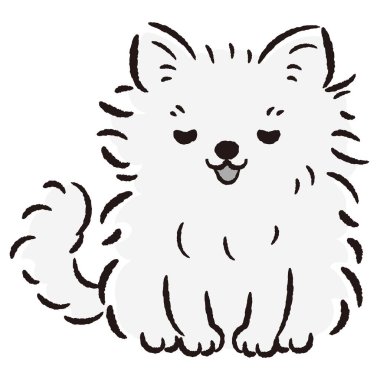 El çizimi, rahat ve sevimli bir köpek. Sert ve şık bir izlenim. Vektör illüstrasyonu.