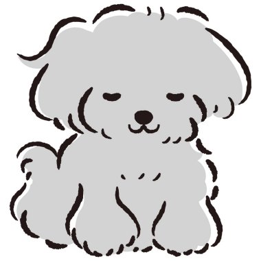 El çizimi, rahat ve sevimli bir köpek. Sert ve şık bir izlenim. Vektör illüstrasyonu.