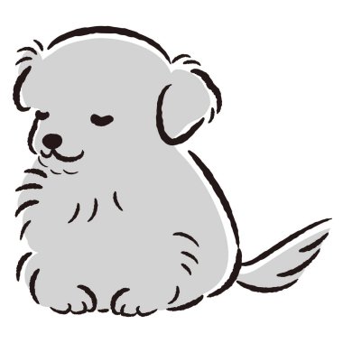 El çizimi, rahat ve sevimli bir köpek. Sert ve şık bir izlenim. Vektör illüstrasyonu.