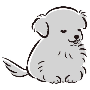 El çizimi, rahat ve sevimli bir köpek. Sert ve şık bir izlenim. Vektör illüstrasyonu.