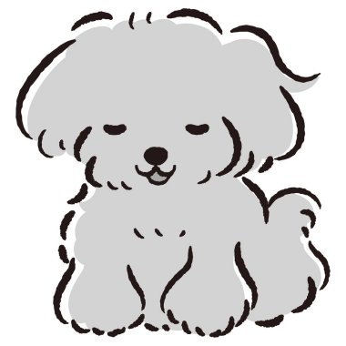 El çizimi, rahat ve sevimli bir köpek. Sert ve şık bir izlenim. Vektör illüstrasyonu.