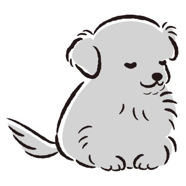 El çizimi, rahat ve sevimli bir köpek. Sert ve şık bir izlenim. Vektör illüstrasyonu.