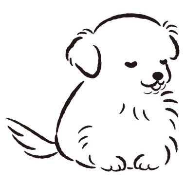 El çizimi, rahat ve sevimli bir köpek. Sert ve şık bir izlenim. Vektör illüstrasyonu.