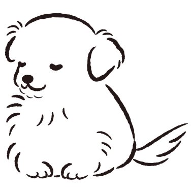 El çizimi, rahat ve sevimli bir köpek. Sert ve şık bir izlenim. Vektör illüstrasyonu.