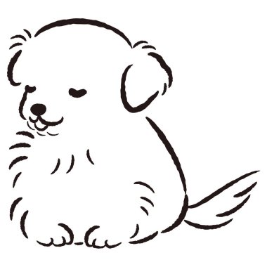 El çizimi, rahat ve sevimli bir köpek. Sert ve şık bir izlenim. Vektör illüstrasyonu.