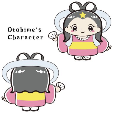 A loose and cute hand-drawn character illustration of Otohime. A rough and stylish impression. Vector illustration. clipart