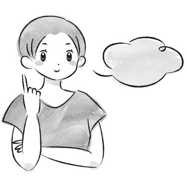 Bir kadının elle çizilmiş suluboya resmi. Kaba ve şık bir izlenim. Vektör illüstrasyonu.