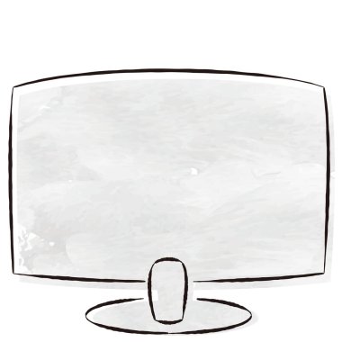 Bir bilgisayarın el çizimi çizimi. Kaba ve şık bir izlenim. Vektör illüstrasyonu.