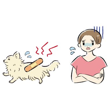 Bir köpek ve bir insanın el çizimi, rahat ve sevimli bir tasviri. Kaba ve şık bir izlenim. Vektör illüstrasyonu.