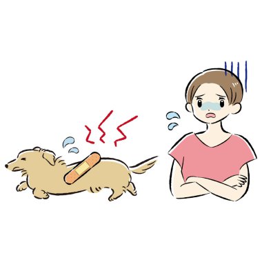 Bir köpek ve bir insanın el çizimi, rahat ve sevimli bir tasviri. Kaba ve şık bir izlenim. Vektör illüstrasyonu.