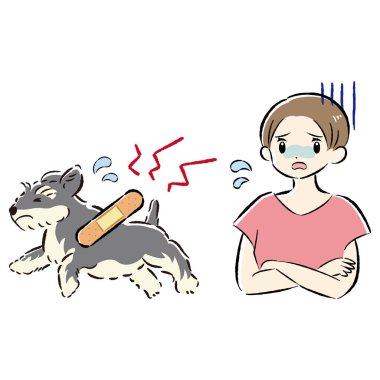 Bir köpek ve bir insanın el çizimi, rahat ve sevimli bir tasviri. Kaba ve şık bir izlenim. Vektör illüstrasyonu.