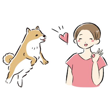 El çizimi, rahat ve şirin bir köpek çizimi. Kaba ve şık bir izlenim. Vektör illüstrasyonu.