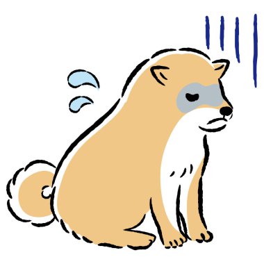 El çizimi, rahat ve şirin bir köpek çizimi. Kaba ve şık bir izlenim. Vektör illüstrasyonu.