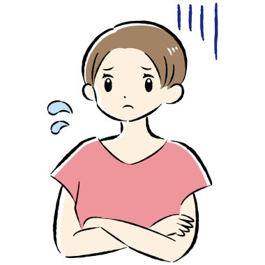 Bir kadının el çizimi, rahat ve sevimli bir tasviri. Sıradan ve şık bir izlenim yaratmak için mükemmel. Vektör illüstrasyonu.