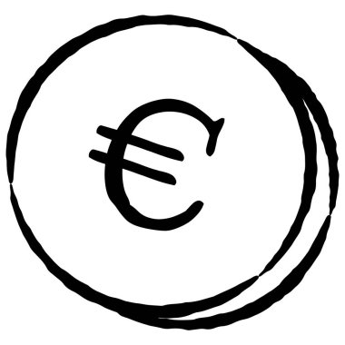 Elle çizilmiş, gevşek ve şirin bir para (para) çizimi. Kaba ve şık bir izlenim. Vektör illüstrasyonu.