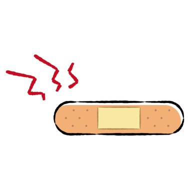 Gevşek ve şirin bir bandajın elle çizilmiş bir çizimi. Kaba ve şık bir izlenim. Vektör illüstrasyonu.